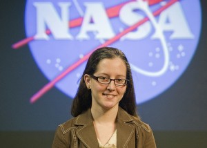 me standing in front of the NASA meatball logo